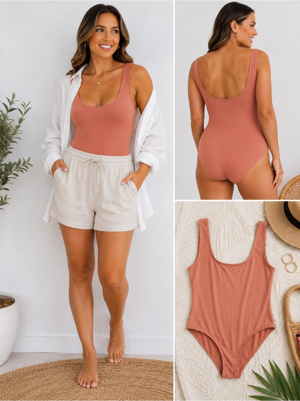 A new day seamless Scoop Neck Rust Tank Bodysuit - built in bra xl